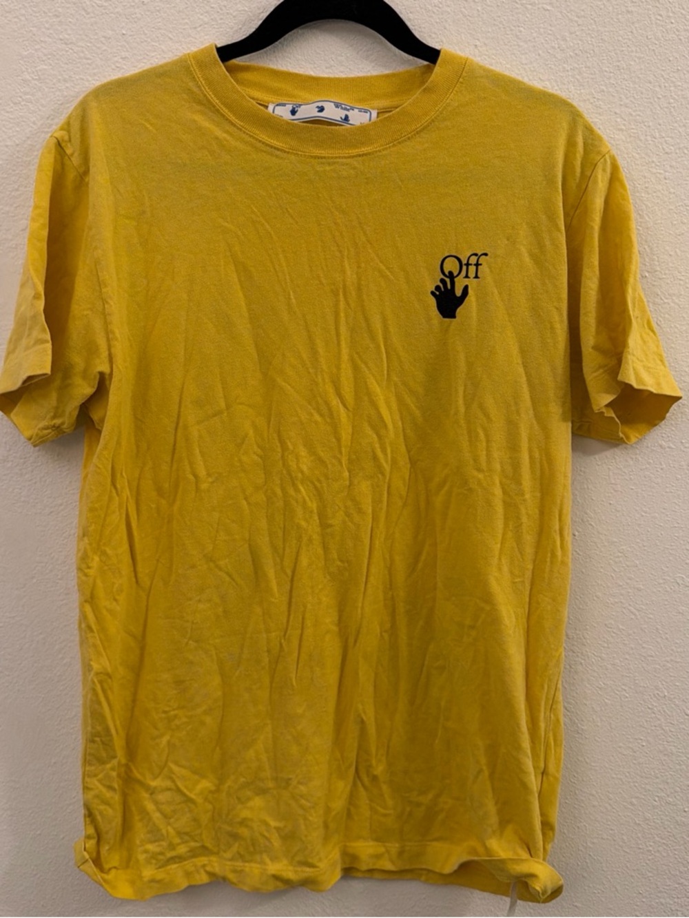 Off White Yellow Short-Sleeve Crewneck T-Shirt